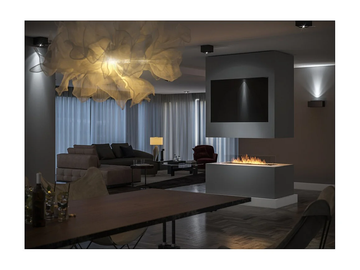 Bioethanol-Brennereinsatz/Halterung 100 cm aus Edelstahl mit Glas inklusive