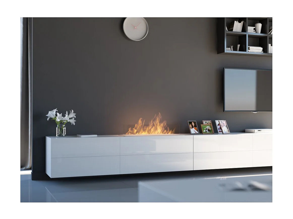 Bioethanol-Brennereinsatz/Halterung 100 cm aus Edelstahl mit Glas inklusive