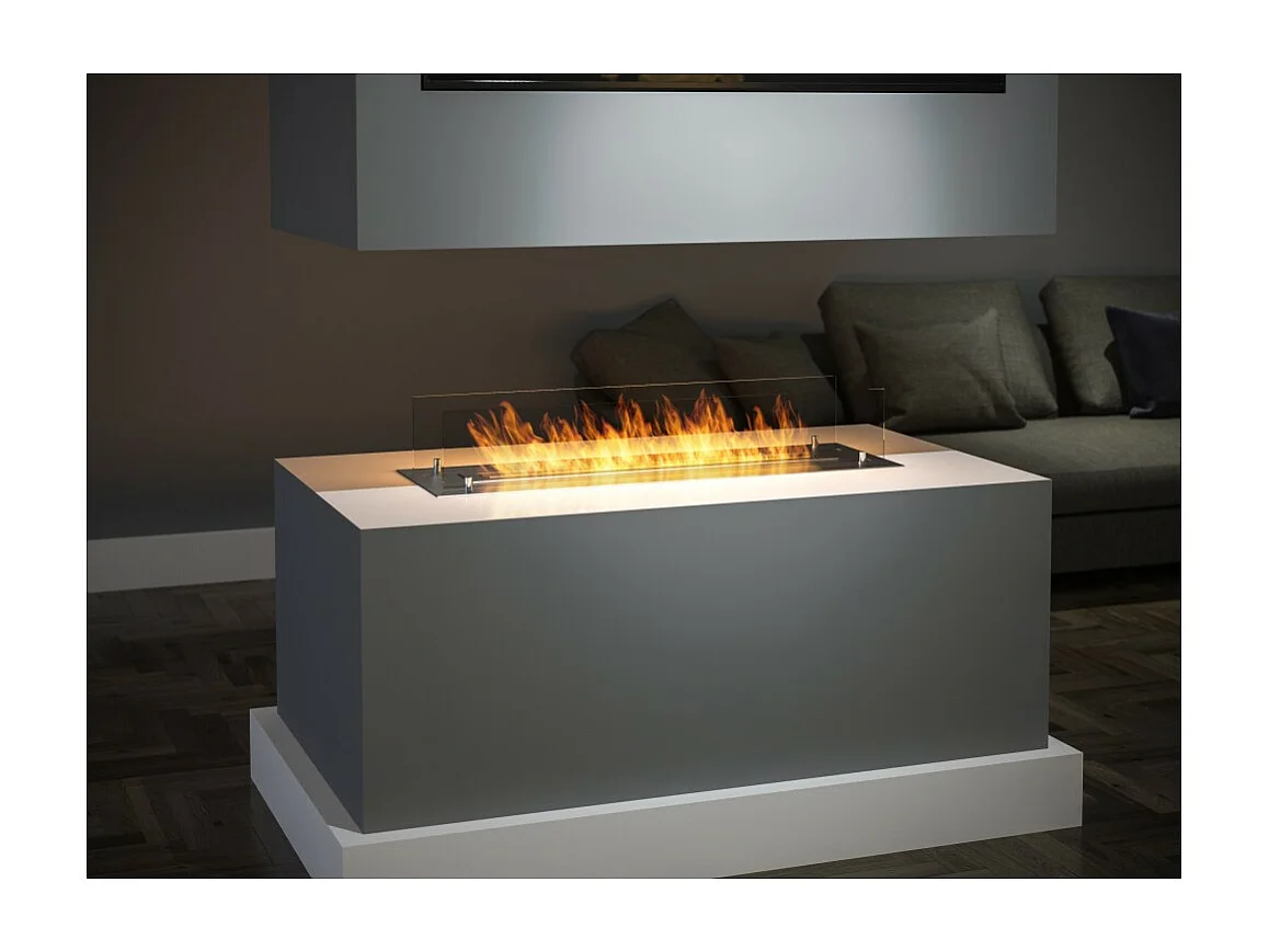 Bioethanol-Brennereinsatz/Halterung 100 cm aus Edelstahl mit Glas inklusive