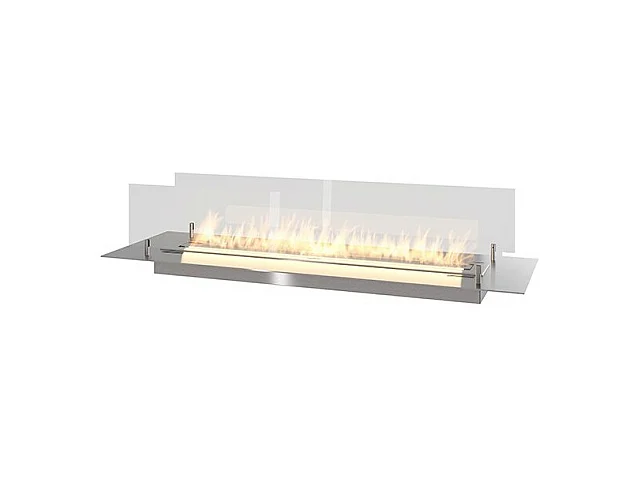 Insert/support brûleur bioéthanol 100cm en inox avec verre inclus