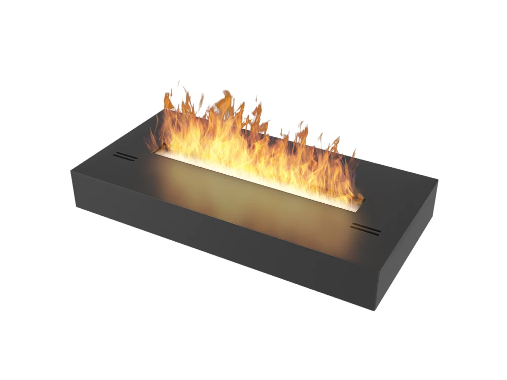 Brûleur au bioéthanol avec insert de plan de travail en inox noir mat 60cm