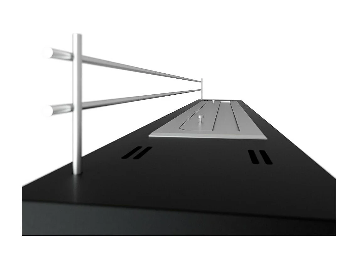 Brûleur au bioéthanol avec insert de plan de travail en inox noir mat 120cm avec grille