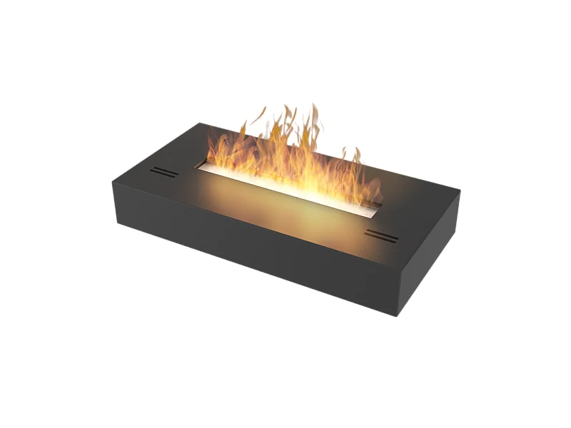 Brûleur au bioéthanol avec insert de plan de travail en inox noir mat 50cm