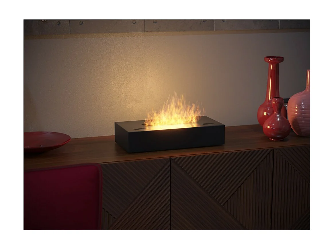 Bioethanolbrenner mit mattschwarzem Edelstahl-Arbeitsplatteneinsatz 50 cm