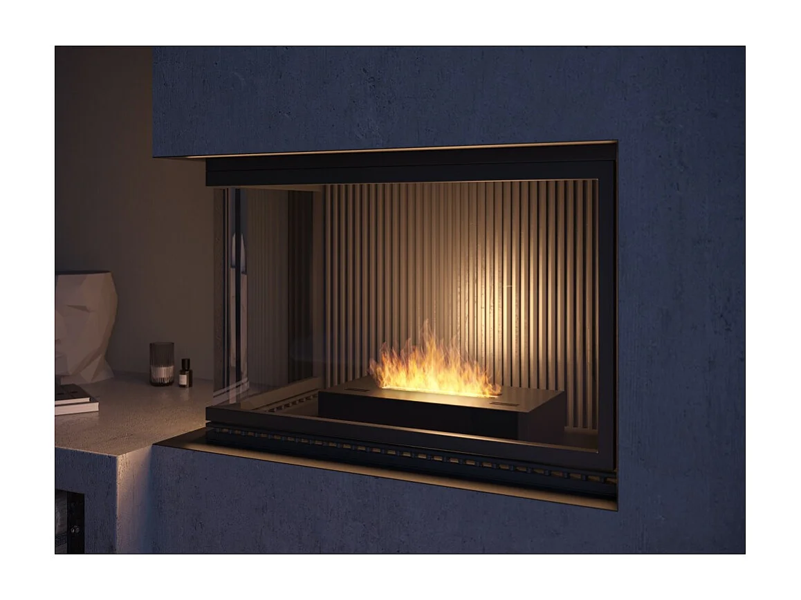 Bioethanolbrenner mit mattschwarzem Edelstahl-Arbeitsplatteneinsatz 50 cm