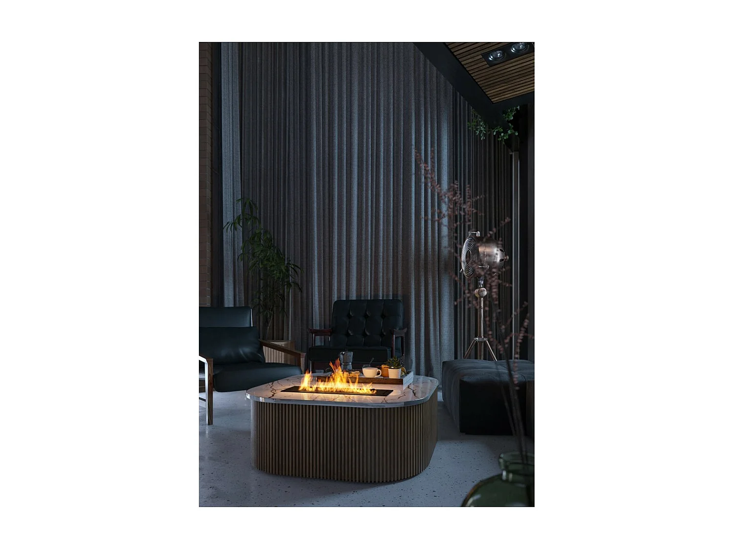 50cm Wbudowany czarny wkład palnika na bioetanol ze stali nierdzewnej 1L