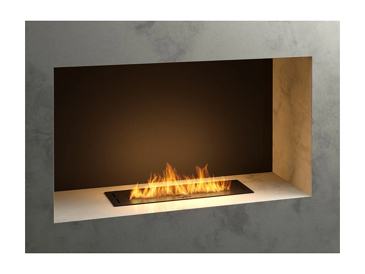 Brûleur à bioéthanol encastrable en acier inoxydable noir de 50 cm, 1 lt