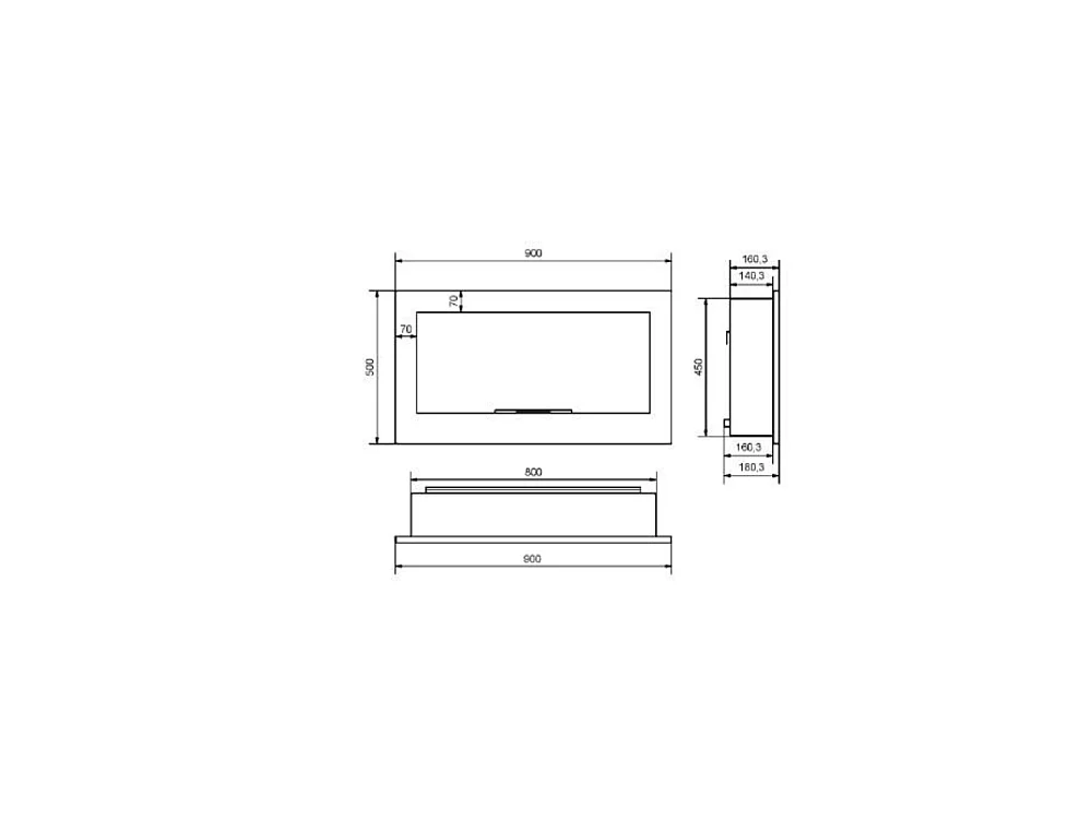 Lareira embutida a bioetanol INSIDE 900 Infire com vidro