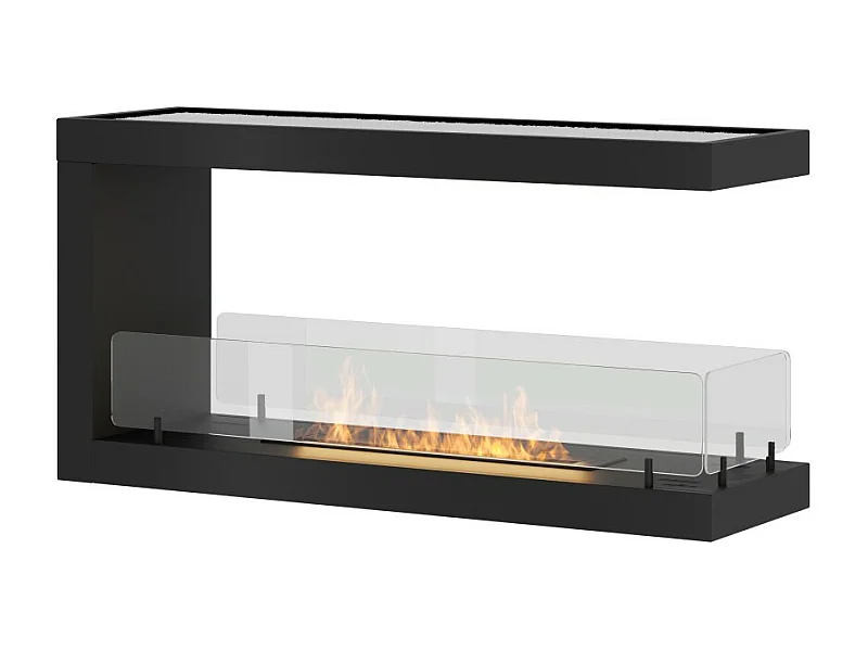 U1000.1 Design-Bioethanol-Einbaukamin mit 3-seitig offenem Glas, 0,7 Liter Brenner