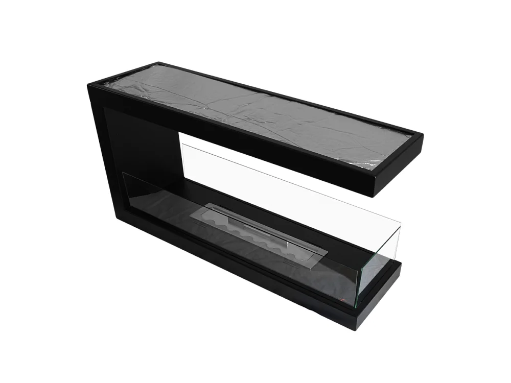 U1000.1 Design-Bioethanol-Einbaukamin mit 3-seitig offenem Glas, 0,7 Liter Brenner