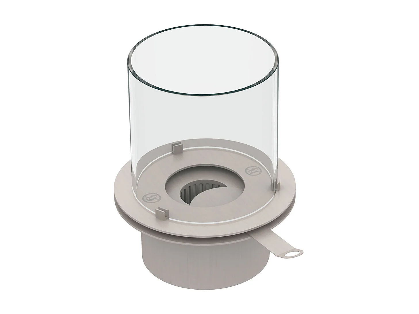 Runder Brenner mit Glas für Bioethanol-Kamin, Biokamin aus Edelstahl 1,5 lt d.25