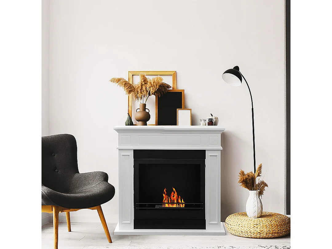 Bioethanol-Kaminboden-Biokamin JEFFERSON Weiß L 89,5 x H90,5 x T28