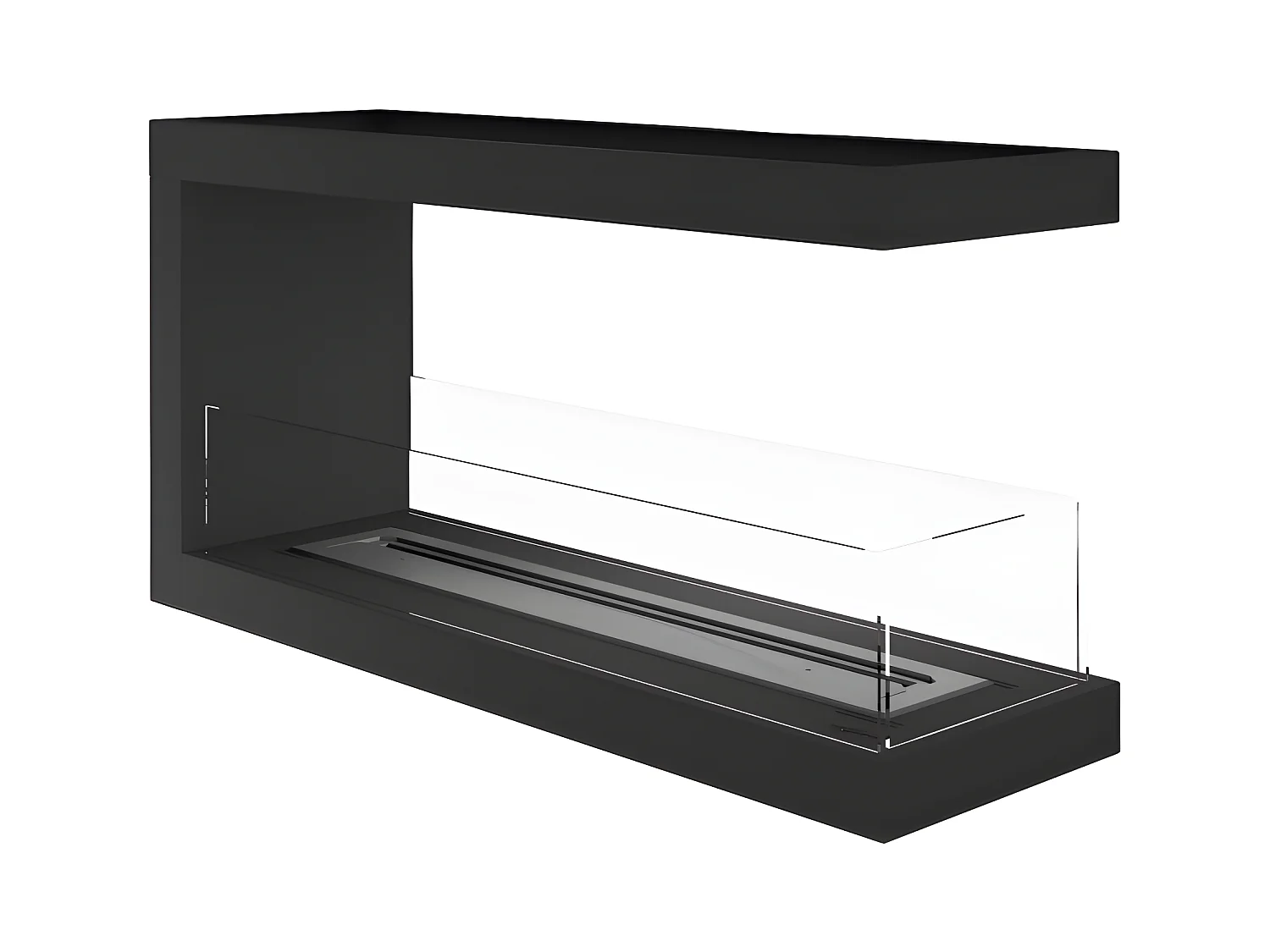 U1000.2 Design Inbouw Bio-ethanol Haard met Open Glas aan 3 Zijden 2 Liter Brander