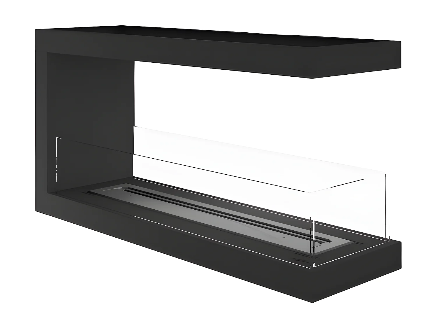 Cheminée au bioéthanol encastrable design U1000.2 avec vitre ouverte sur 3 côtés brûleur 2 litres