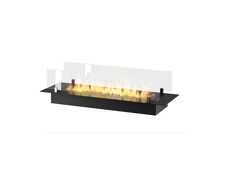 Bruciatore Inserto a Bioetanolo 100cm in Inox nero da incasso o appoggio da 3 lt con vetri inclusi