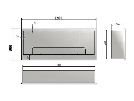 INSIDE 1200 Infire eingebauter Bioethanol-Kamin mit Glas