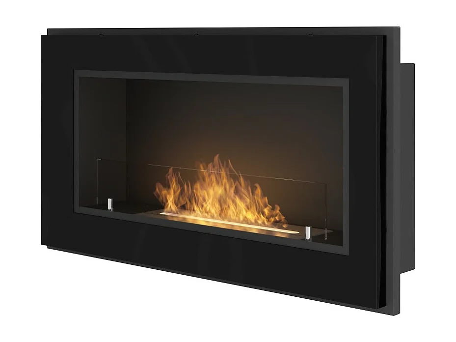 Cheminée au bioéthanol encastrable Frame 900 SimpleFire avec verre noir