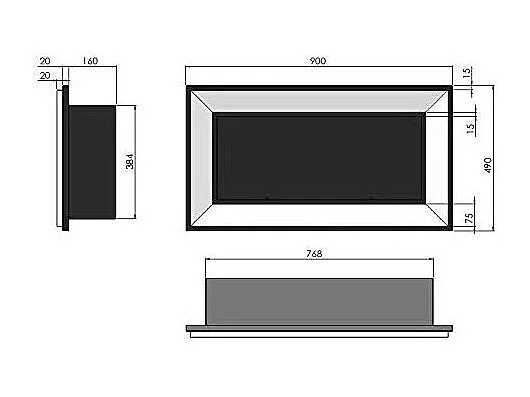 Cheminée au bioéthanol encastrable Frame 900 SimpleFire avec verre noir