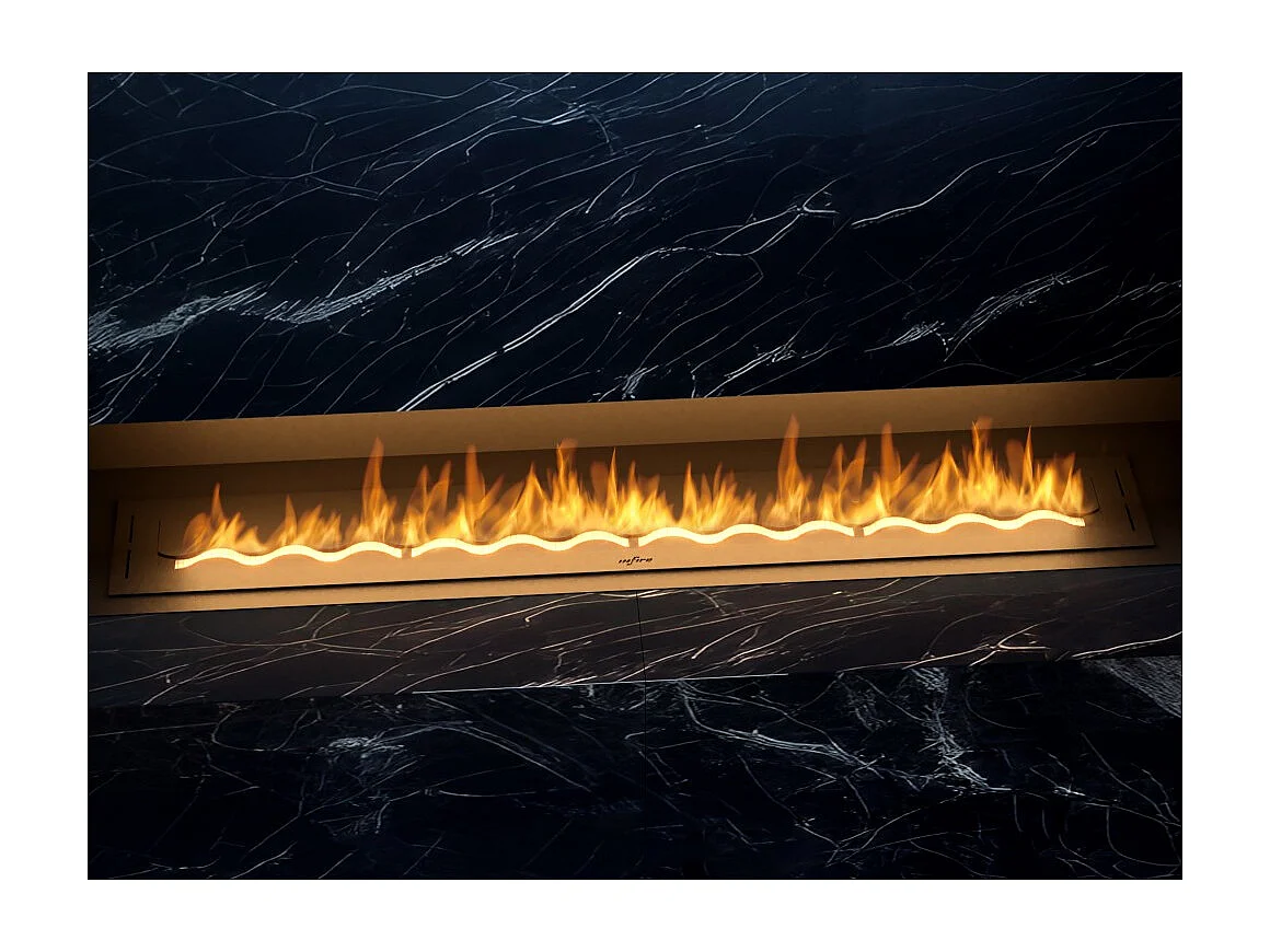 Bruciatore Inserto a Bioetanolo 150cm in Inox nero da incasso da 6 lt