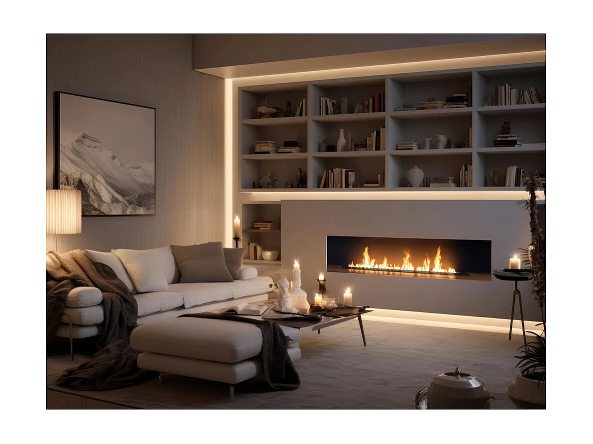 Bruciatore Inserto a Bioetanolo 150cm in Inox nero da incasso da 6 lt