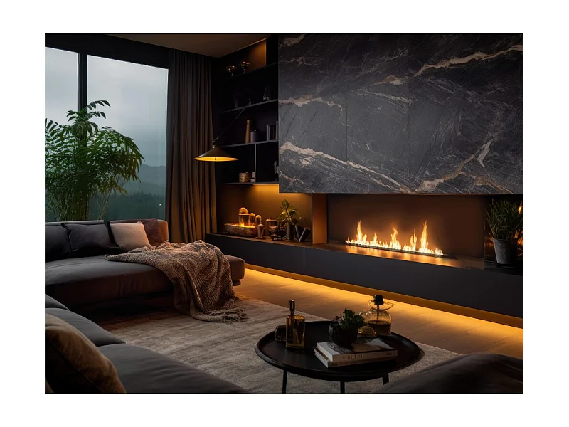 150 cm Wbudowany czarny wkład palnika na bioetanol ze stali nierdzewnej 6L