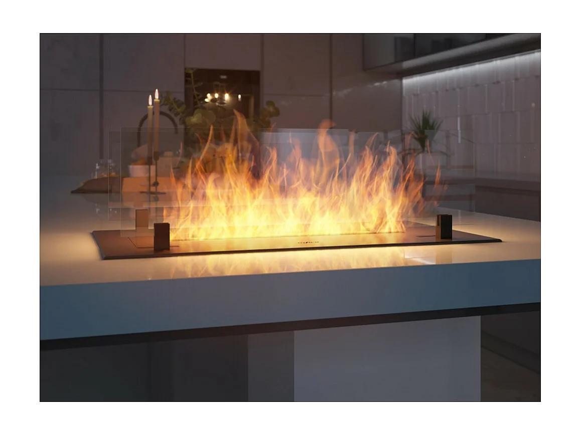 60 cm czarny wkład palnika na bioetanol ze stali nierdzewnej do zabudowy lub wolnostojącego użytku, 1 l ze szkłem w zestawie