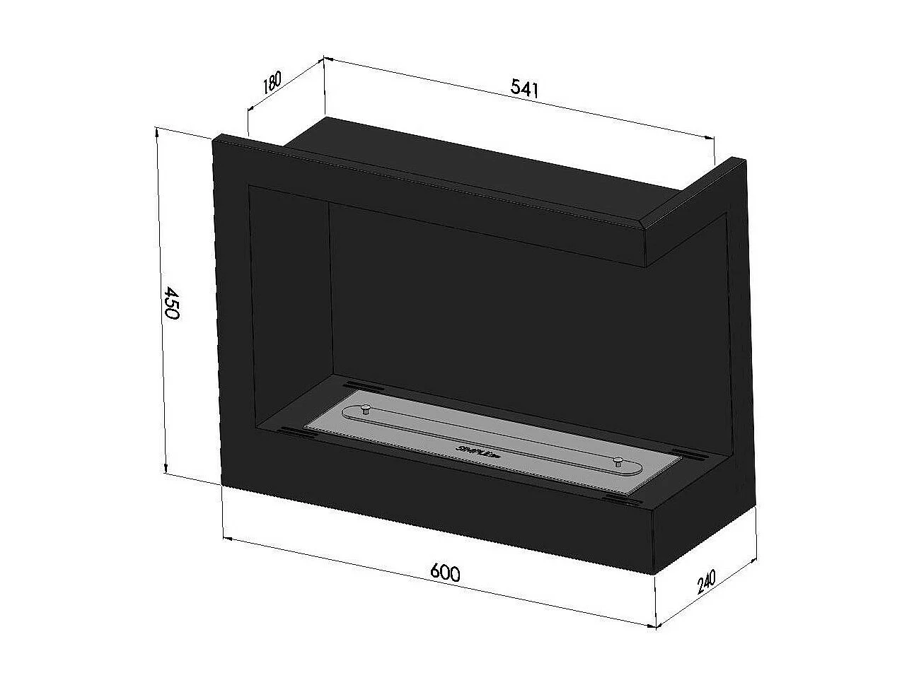 Corner 600 Right SimpleFire Bioethanol-Einbaukamin mit Glas