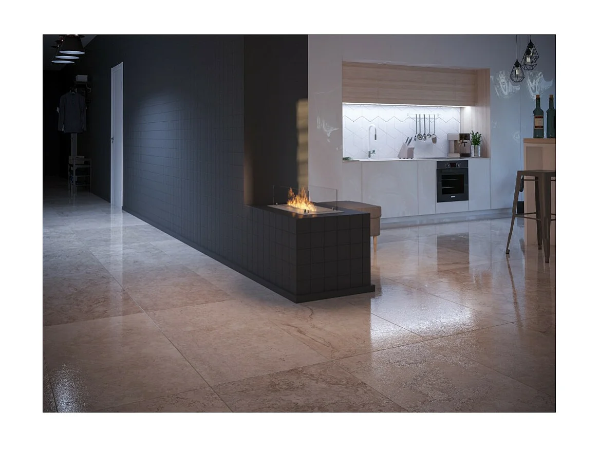 Insert/support brûleur bioéthanol 60cm en inox avec verres inclus