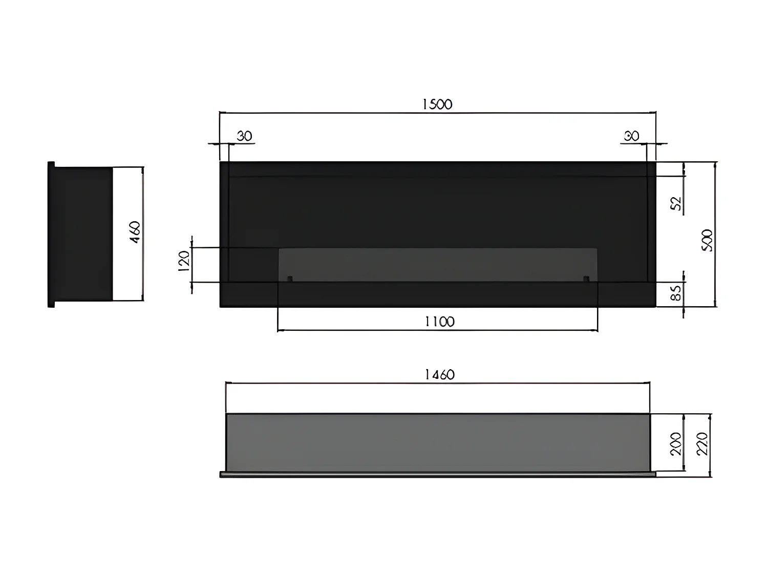 Caminetto a Bioetanolo INSIDE 1500 Infire da incasso con Vetro