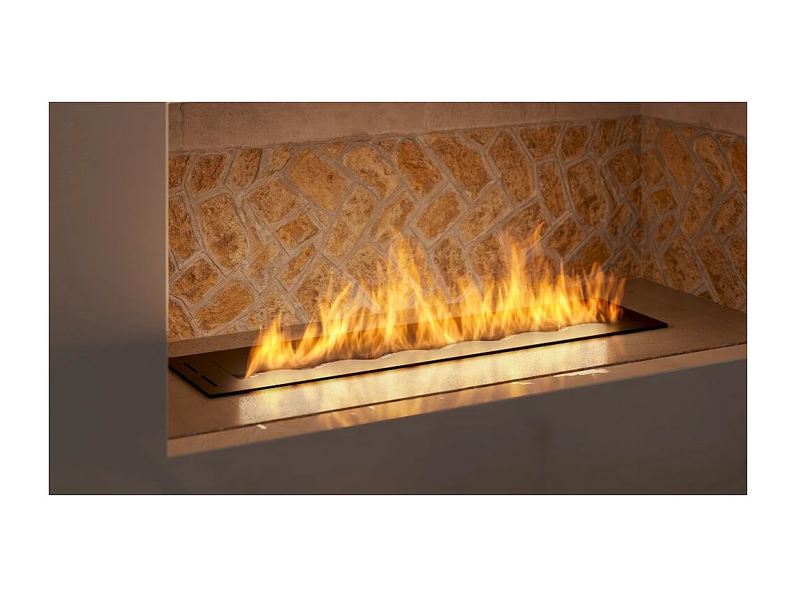 Brûleur à bioéthanol encastrable en acier inoxydable noir, 80 cm, 3 lt