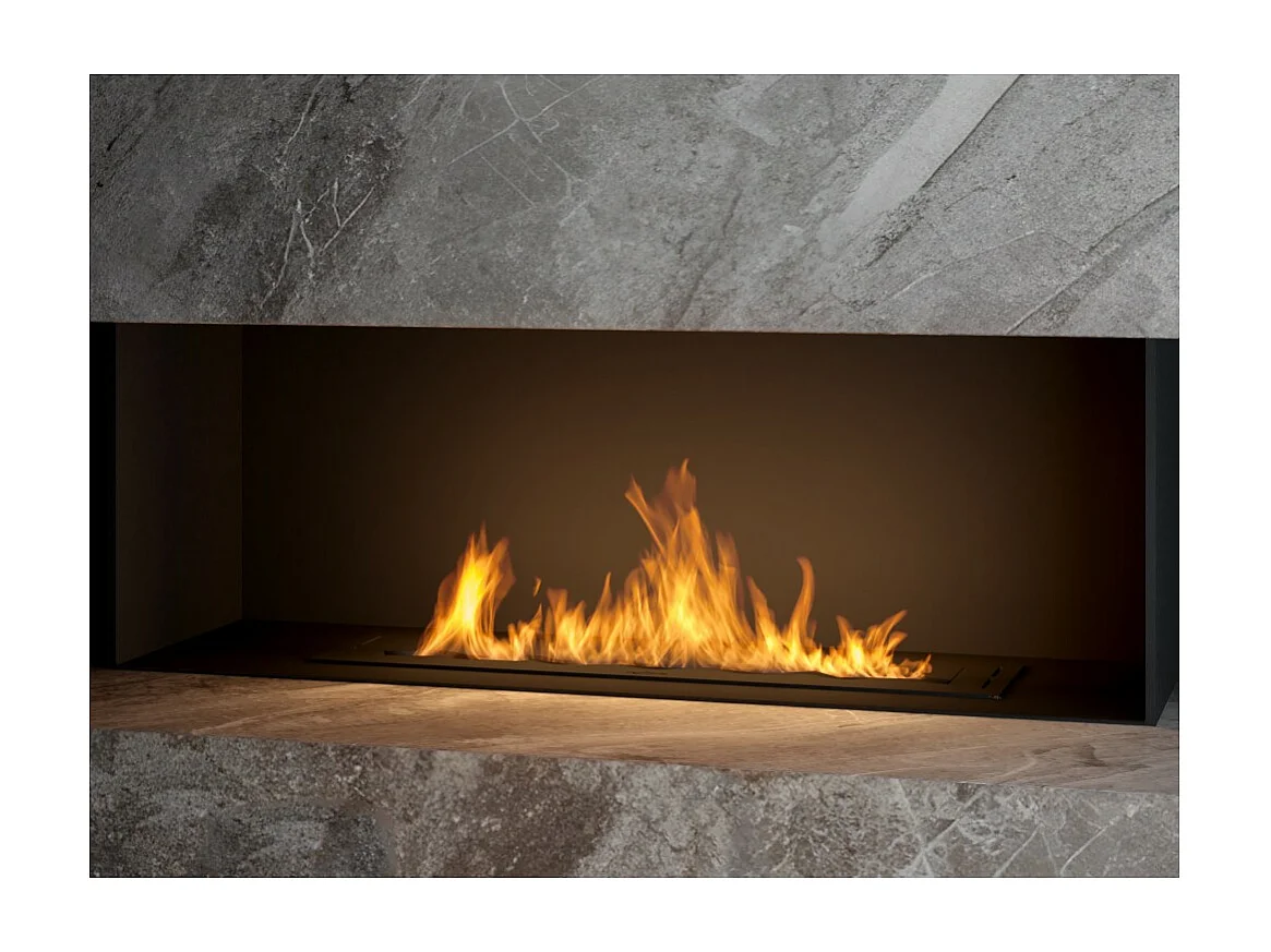 Brûleur à bioéthanol encastrable en acier inoxydable noir, 80 cm, 3 lt