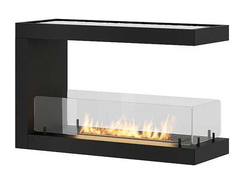 Caminetto a Bioetanolo Da Incasso di Design U800 con Vetro Aperto su 3 Lati Bruciatore da 0,7 Litri