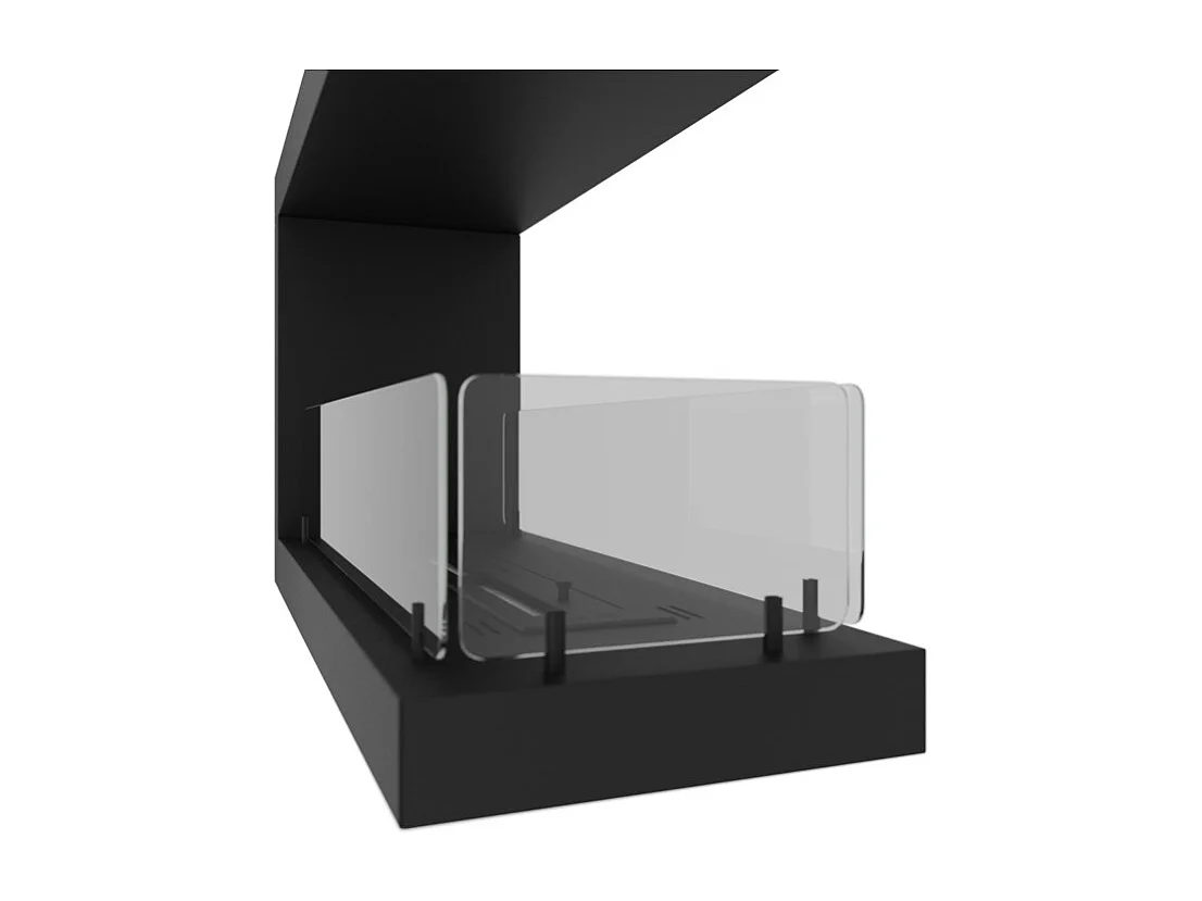 Caminetto a Bioetanolo Da Incasso di Design U800 con Vetro Aperto su 3 Lati Bruciatore da 0,7 Litri