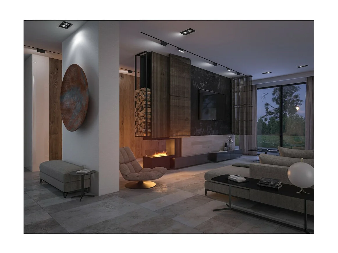 Caminetto a Bioetanolo Da Incasso di Design U800 con Vetro Aperto su 3 Lati Bruciatore da 0,7 Litri