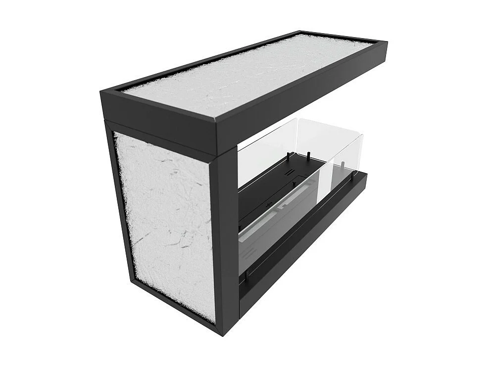 Caminetto a Bioetanolo Da Incasso di Design U800 con Vetro Aperto su 3 Lati Bruciatore da 0,7 Litri