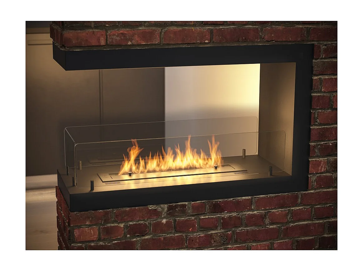 Cheminée au bioéthanol encastrable design U800 avec vitre ouverte sur 3 côtés, brûleur 0,7 litre