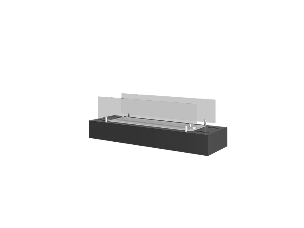 Bioethanolbrenner mit mattschwarzem Edelstahl-Arbeitsplatteneinsatz 60 cm mit Glas