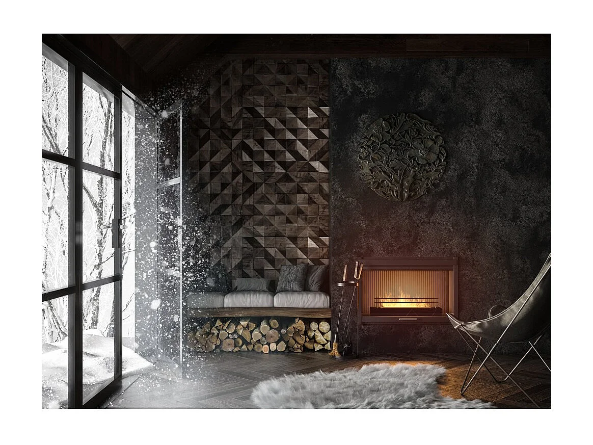 Quemador de bioetanol insertable de encimera negro mate en acero inoxidable de 60 cm con cristal