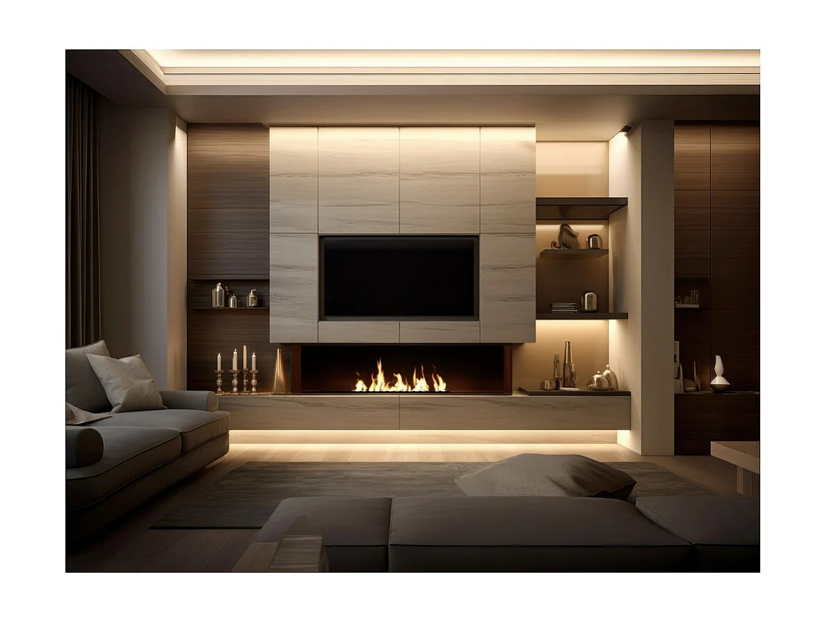 Brûleur à bioéthanol encastrable en acier inoxydable noir, 4 l, 100 cm