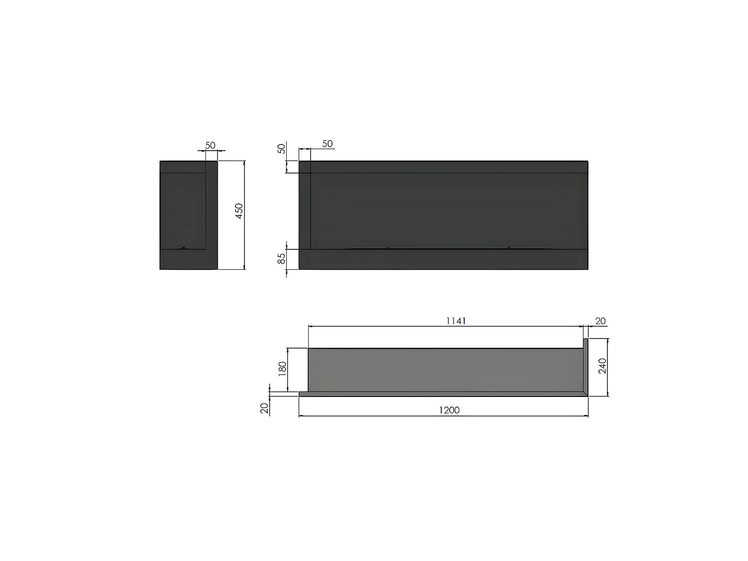 Caminetto a Bioetanolo Angolare Corner 1200 Right SimpleFire da incasso con Vetro