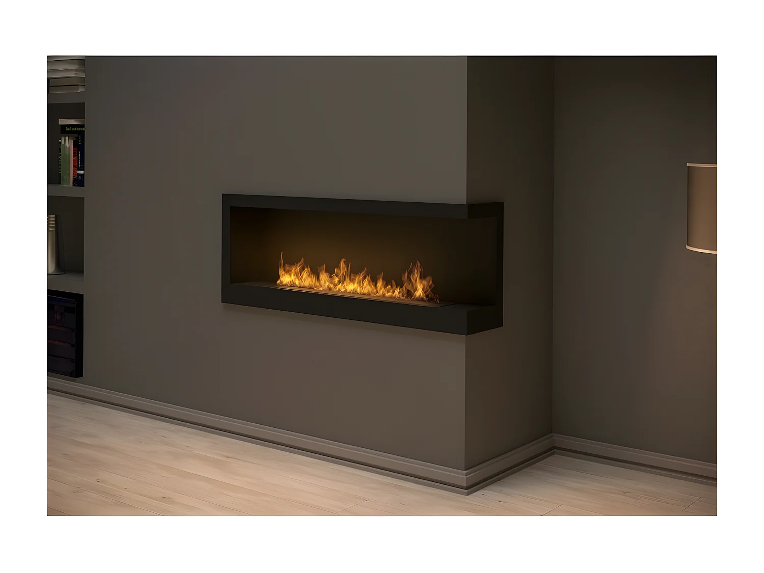 Corner 1200 Right Cheminée au bioéthanol encastrable SimpleFire avec verre