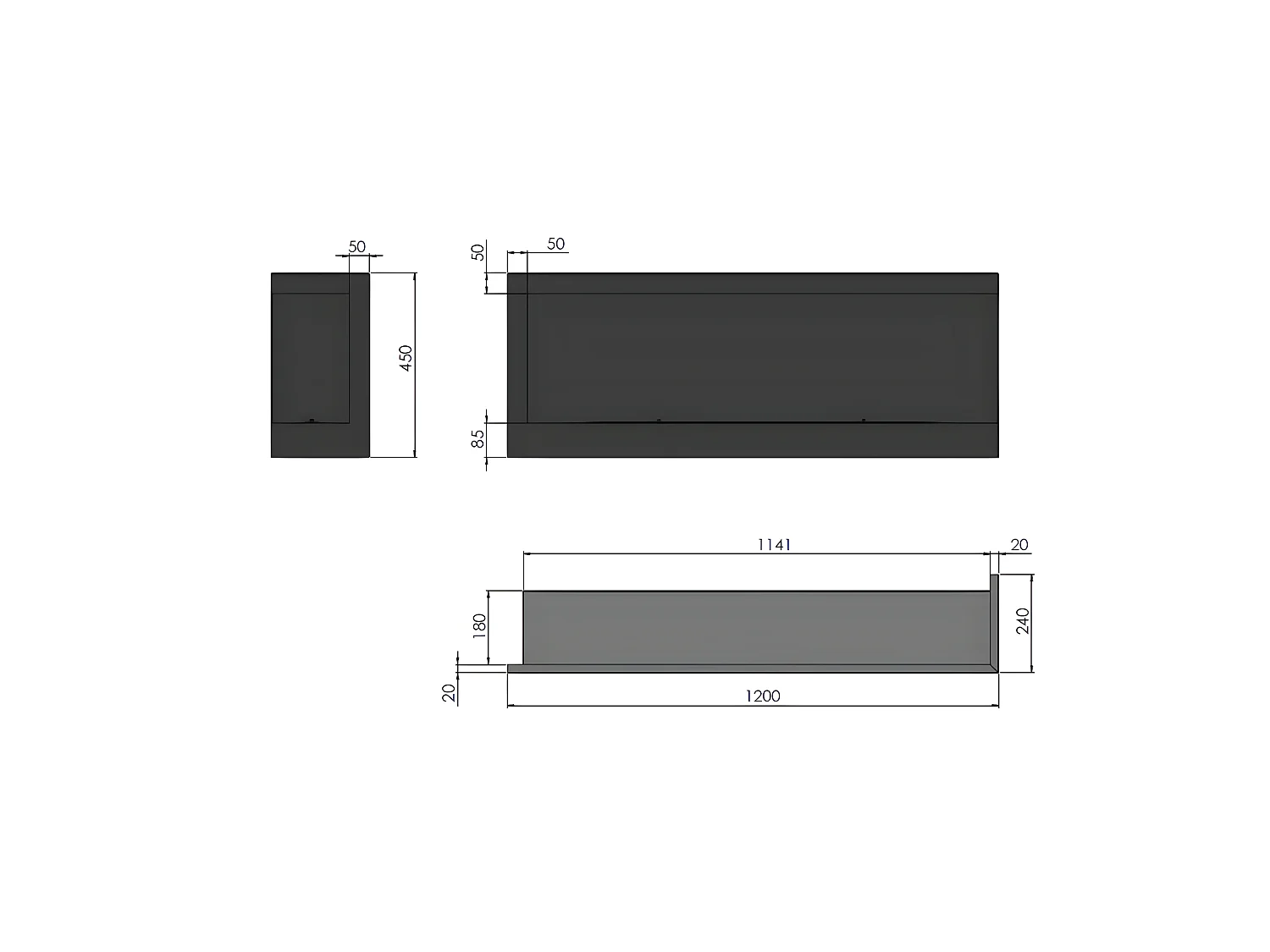 Caminetto a Bioetanolo Angolare Corner 1200 Right SimpleFire da incasso con Vetro