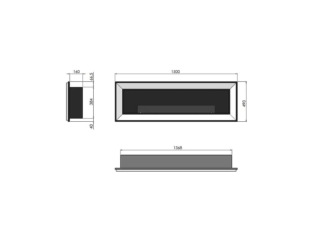 Chimenea de bioetanol empotrada Frame 1500 SimpleFire con cristal negro