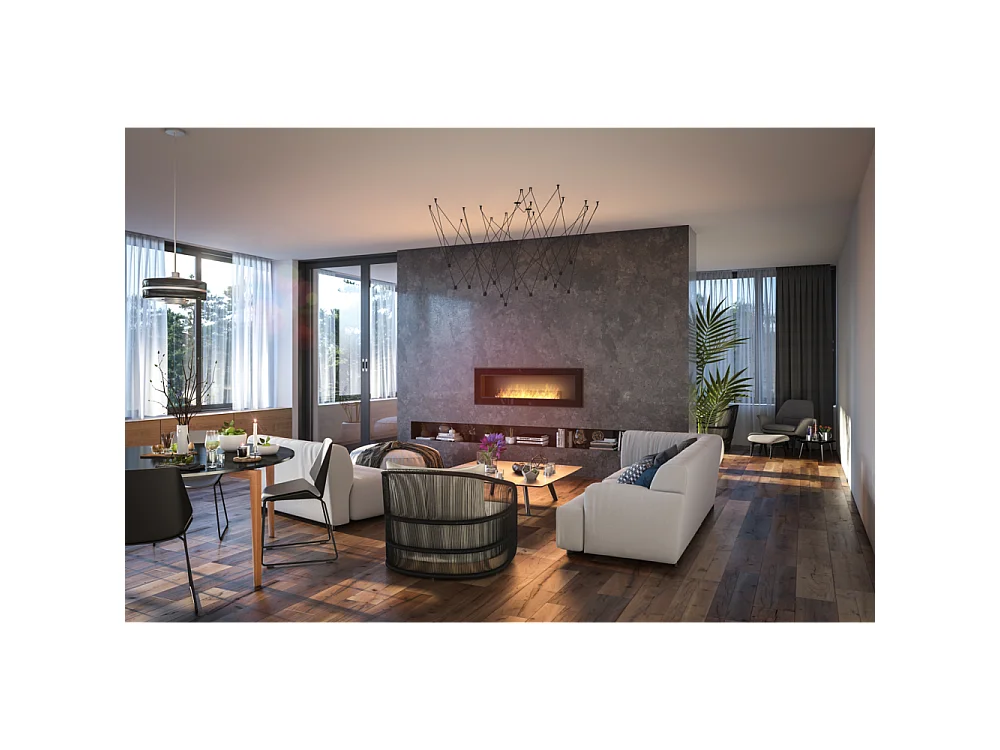 Cheminée au bioéthanol encastrable Frame 1500 SimpleFire avec verre noir