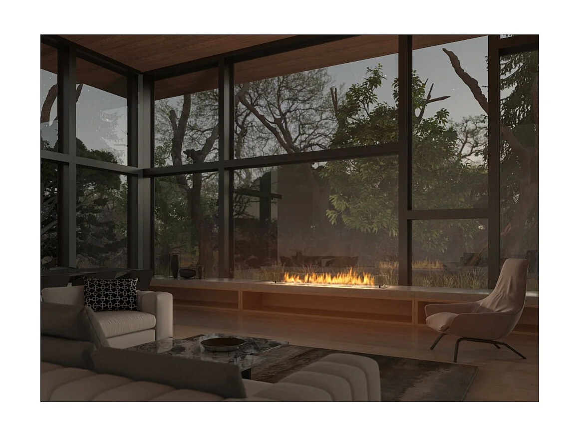 200 cm czarny wkład palnika na bioetanol ze stali nierdzewnej, wbudowany lub wolnostojący, 6 l, w zestawie szkło