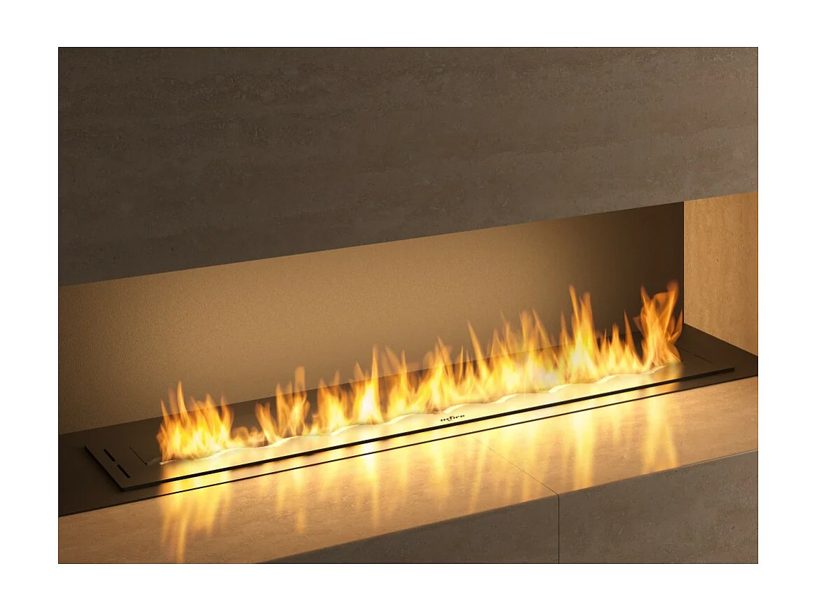 Brûleur insert bioéthanol 120cm en acier inoxydable noir 5 lt