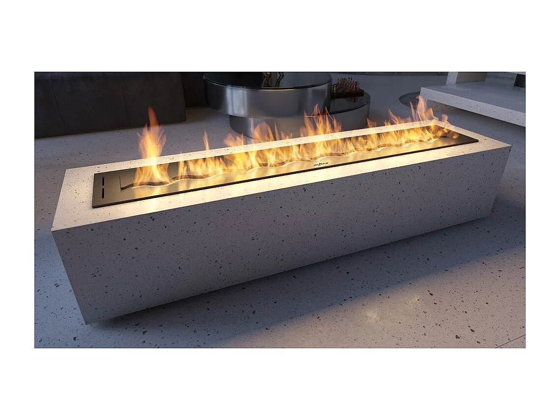 Brûleur insert bioéthanol 120cm en acier inoxydable noir 5 lt