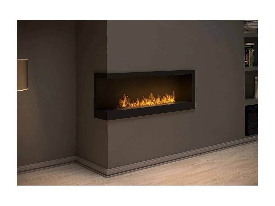 Cheminée au bioéthanol encastrable Corner 1200 Left SimpleFire avec verre