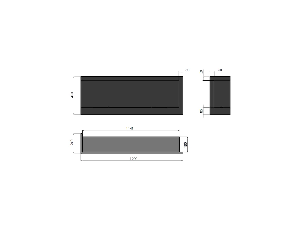 Caminetto a Bioetanolo Angolare Corner 1200 Left SimpleFire da incasso con Vetro