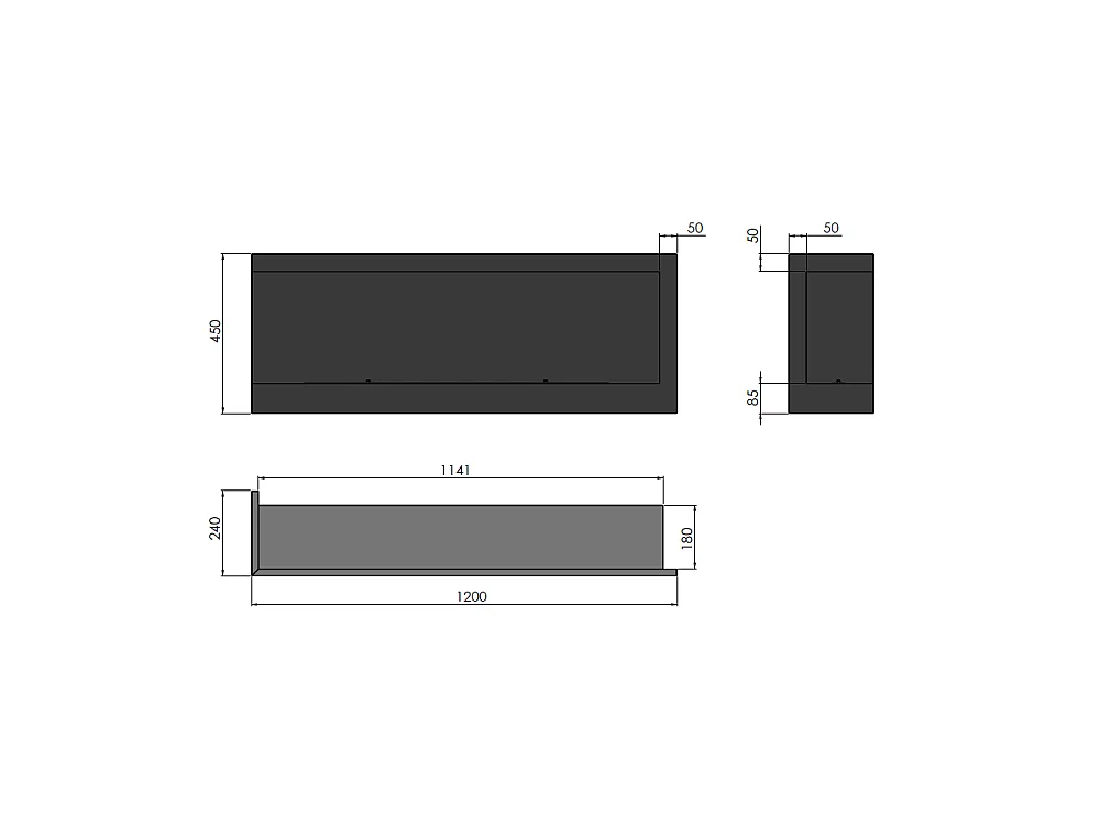 Corner 1200 Links SimpleFire inbouw bio-ethanolhaard met glas
